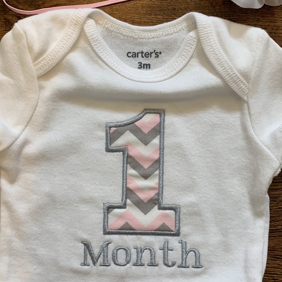 Monthly Onesies with Matching Headbands - Picture 3 of 14